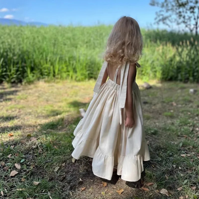 Long Slip Dress Princess Grils Children Spring Summer New Fashionable Comfortable Solid Simple All-matching Casual