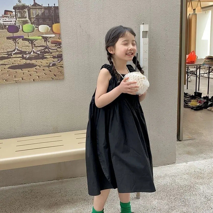 Fashion New Girls Baby Black Summer Dress Elegant Girl Kids Sleeveless Birthday Party Dresses Children Clothes Vestidos 25